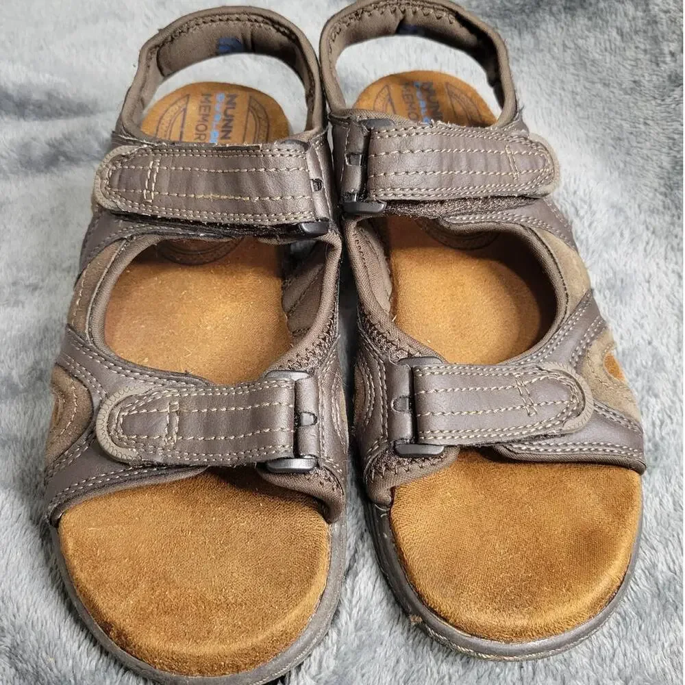 Nunn Bush Dual Comfort Mens Strap Sandals Brown Leather Outdoor Size 8
